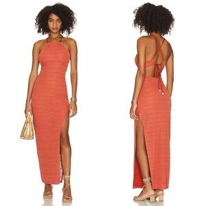 Tularosa from REVOLVE Nora Maxi Dress Crochet Overlay in Salmon
